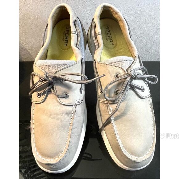Sperry Top Sider Songfish STS 95674 Women’s Boat Shoes Leather Gray SZ 9.5 M - Picture 1 of 8